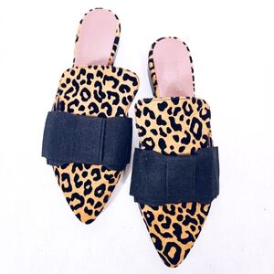 Leather Leopard Mules